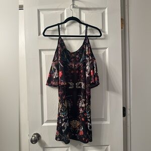 Flying Tomato One Shoulder Black Floral Dress